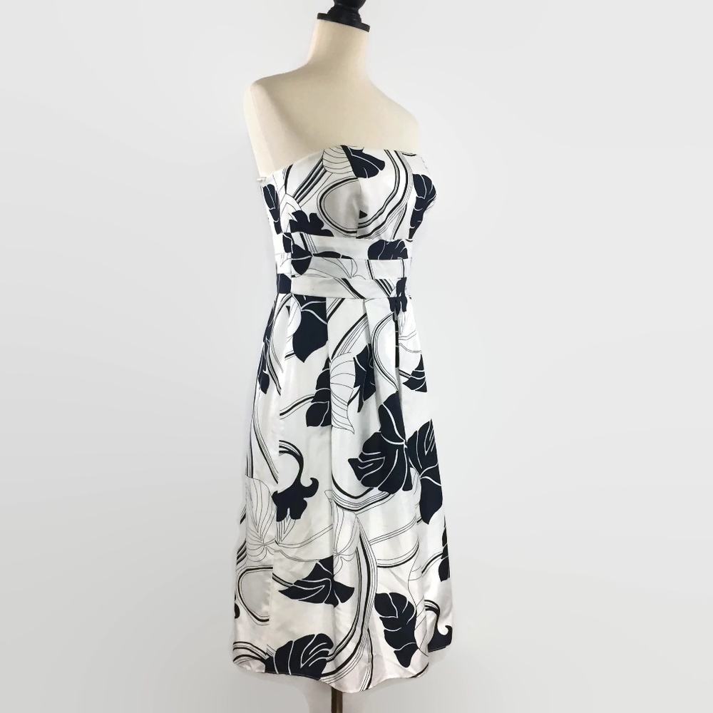 Ann Taylor Blue/White Tropical Print Silk Dress - Picture 6 of 8